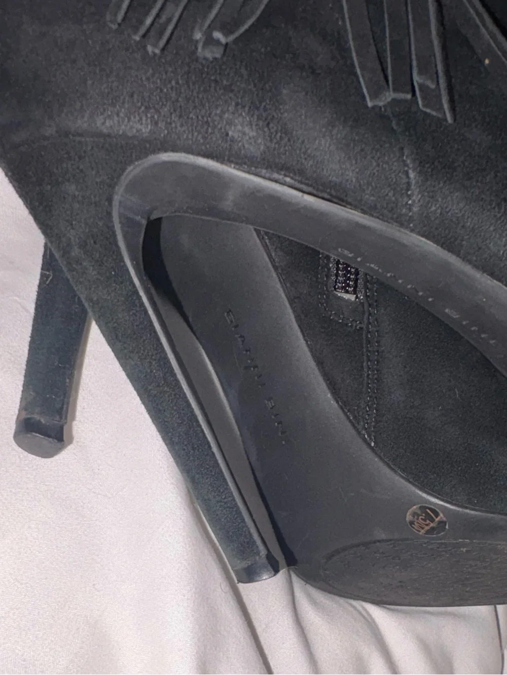 Giani Bernini Black Suede Fringe Ankle Booties